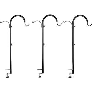 WOSIBO 3 Pack Three Span Deck Hook, 37 Inches Deck Bird Feeder Pole, Hanging Baskets Porch Multi-Hook for Deck Kit with Three Branches for Plant Hangers, Lanterns, Wind Chimes and More