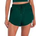 Sunzel 2 in 1 High Waist Running Shorts for Women Quick Dry Elastic Athletic Shorts with Pocket and Drawstring Workout Summer (Green, S)
