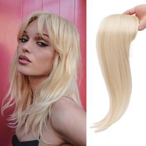 LOSMOEER Platinum Blonde Hair Toppers for Women Clip in Bangs, 3D 360° Cover Toppers, 18 Inch Fluffy Hair Pieces for Women