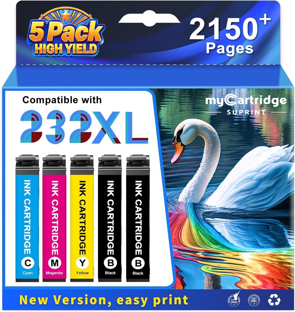 myCartridge SUPRINT Remanufactured Ink Cartridge Replacement for Epson 232 Ink Cartridge Combo Pack Works with Workforce Pro WF-2950 WF-2930 Expression XP-4200 XP-4205 Printers (5 Pack, BKCMY)
