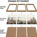 Framed Mountain Landscape Wall Art Set of 3 - Canvas Prints with Real Wood Frame Foggy Pine Tree Misty Forest Painting Nature Picture Wall Decor for Living Room Bedroom Office 16x24 Inches