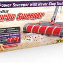 Ontel Turbo Sweeper Electric Broom, 1200RPM Motor, Non-Clogging Rotating Sweeper, 360-Degree Swivel, 60-Minute Cordless Operation, Cleaning for Hardwood or Tile Floors & Carpet