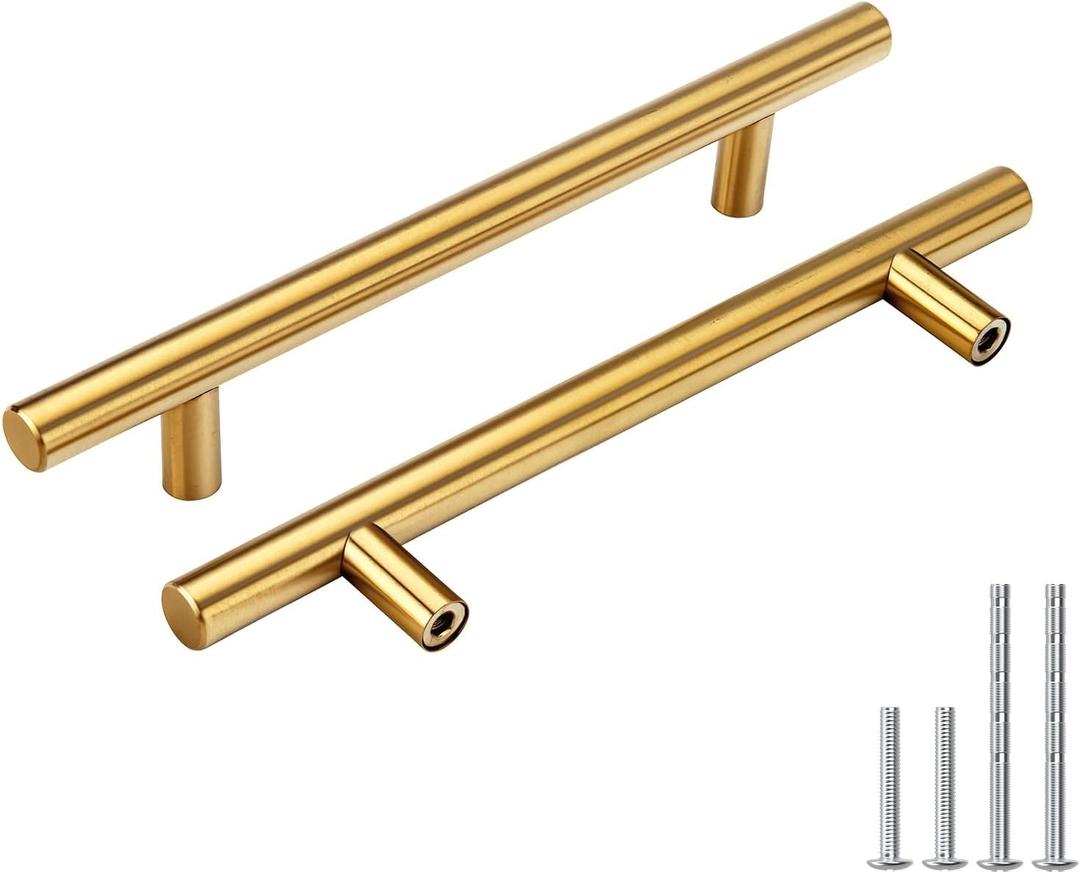 Goldenwarm 15 Pack Gold Cabinet Pulls - Gold Cabinet Handles 5 inch, Fade-Resistant Surface - Dresser Pulls Kitchen Hardware for Cupboard Furniture and Drawer