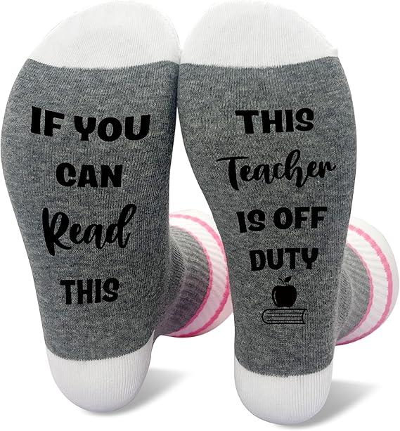 If You Can Read This This Socks For Women Teacher Off Duty Gift Socks, Size 6-11W
