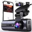 3 Channel 4K Dash Cam with 5GHz WiFi & APP Control, 4K/2.5K+1080P+1080P Front Inside and Rear, Triple Dash Camera with 64GB Card, G-Sensor, 24 Hours Parking Mode, Loop Recording, Night Vision