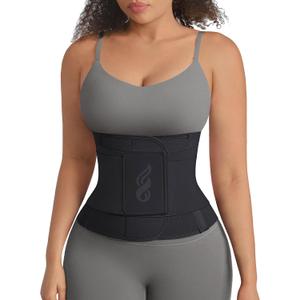 FeelinGirl Waist Trainer Belt for Women Waist Cincher Waist Trimmer Corset Adjustable Hook Loop Tummy Control Slimming (XX-Large, Black)