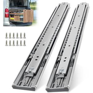 Thickened 200Lbs Soft Close Heavy Duty Drawer Slides 1 Pair 26 Inch Full Extension Ball Bearing Self Slow Closing Rails Kitchen Cabinet Tool Box Runners Tracks Glides (1/2" Thick, 26" L)