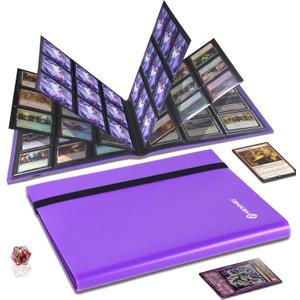 Trading Card Binder 360 Pockets - Side Loading Waterproof Card Album for MTG, TCG, Sports Cards -9-Pocket Durable Pages with Sleeves - Collector Gift (Purple)