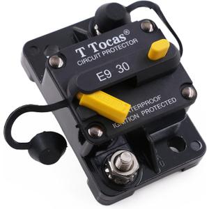 E9 30A Amp Boat Circuit Breaker with Manual Reset for Car Automotive RV Truck Marine Solar Battery | 12V - 72V DC UL-Rated | Waterproof Switchable (Surface Mount)