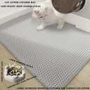 HCY&WLD Cat Litter Mat, 45x26/35x24/30x22/24x18 Inch Double Layer Cat Litter Box Mat, EVA Non-Slip, Waterproof Urine Proof Cat Litter Catcher Mat, Easy Clean Scatter Control (30x22 Inch, Khaki)