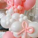 Pink Bow Balloon Arch Kit 155PCS Pastel Pink and White Balloon Garland with Long Magic Balloon for Girls Coquette Birthday Baby Shower Decoration
