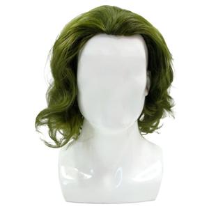 Men's Movie Joker Green Semi-long Wavy Wig Synthetic Hair Halloween Cosplay Costume Wigs for Men Boys (Green)