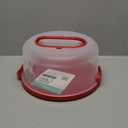 Top Shelf Elements Round Cake Carrier For Up To 10 Inch Cake Portable Cake Stands Two Sided Cake Box With Handle Fashionable Base Doubles as Five Section Serving Tray Container Holds Pies(Scarlet)