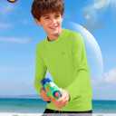 Boys UPF 50+ Swim Shirt Long Sleeve, 1 or 2 Pack UV Sun Protection Rash Guard, Youth Kids SPF Water Shirts for Beach Surf (10, Green)