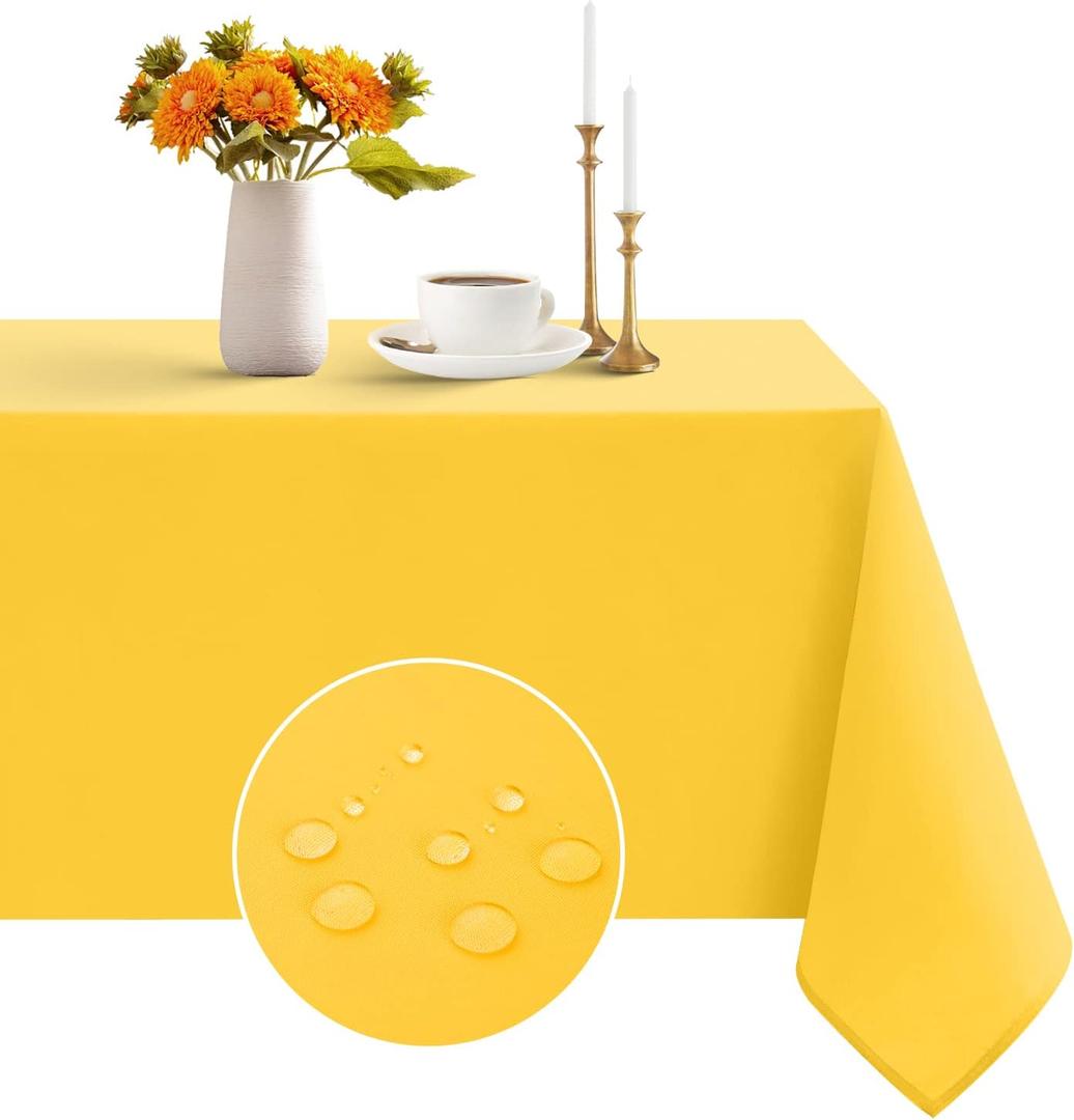 Romanstile Spring Rectangle Tablecloth - Waterproof and Wrinkle Resistant Washable Polyester Table Cloth for Kitchen Dining/Party/Wedding Indoor and Outdoor Use (60 x 120 inch, Yellow)