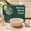 Matcha Whisk Set with Matcha Bowl, Matcha Whisk Holder Matcha Bamboo Whisks, Scoop, Sifter, Unique Gifts for Women Men Girl Friend Home Kitchen Decor Gifts for Tea Enthusiasts Christmas