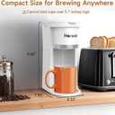 Small Single Serve Coffee Maker, Fast Brew One Cup Coffee Machine for K Cup and Grounds, 6 to 12 oz. Brew Sizes, Capsule Coffee Machine with Descaling Reminder and Viewing Tank, White (9.45 Inches)