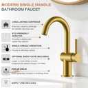 KENES Brushed Gold Single Handle Bathroom Faucets Modern Prep Wet Bar Sink Faucets Bathroom Sink Faucet with Drain Assembly & Deck Plate, Farmhouse RV Camper Outdoor Utility Faucet, KE-9005B-4