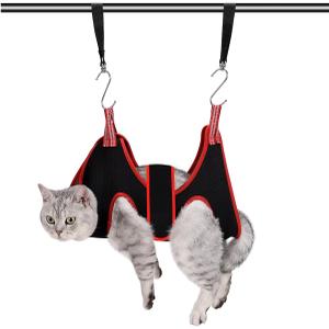 Cat Grooming Hammock Harness for Small Dogs, Pet Hammock Restraint Bag,Dog Grooming Sling for Trimming Nail and Ear/Eye Care(XS Size,6.5") (Black)