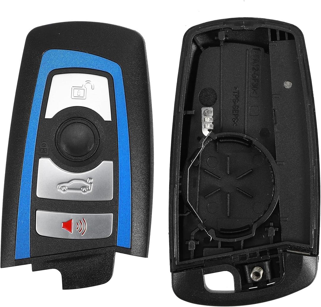 X AUTOHAUX 4 Button Keyless Entry Remote Control Key Fob Case Cover for BMW 1 2 3 4 5 6 7 Series X3 M2 F Series 235ix 320 E90 E92 E93 X5 F10 F20 F30 F40, No Chip, Blue