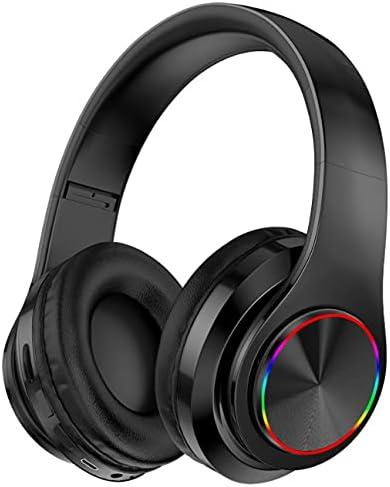 Fragolucyou Wireless Bluetooth Headphones-Colorful Lights,Large Battery Capacity,Foldable,Bluetooth 5.0,10 m Range,Stereo Surround,Built-in Microphone,Comfortable affixed Ears (Black)