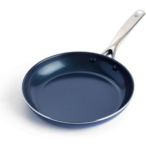 Blue Diamond 10" Nonstick Frying Pan Skillet, Diamond Infused PFAS & PTFE-Free Ceramic Pot, Dishwasher & Oven Safe, Stay Cool Handle, Durable Non Toxic Metal Utensil Safe, Egg & Omelet Pan, Blue