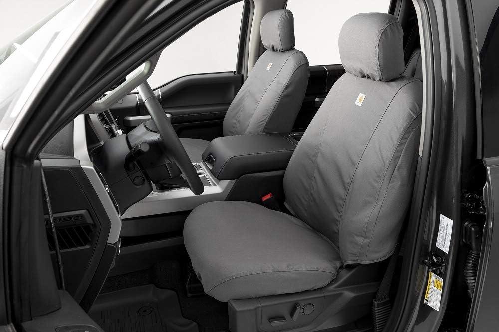 Covercraft Carhartt SeatSaver Custom Seat Covers | Fits 2014-2016 Chevrolet Silverado/GMC Sierra 1500, 2015-2016 Silverado/Sierra 2500/3500 | 1st Row Bucket Seats, Duck Weave Gravel