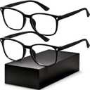 Blue Light Blocking Glasses - Fashion Square Eyeglasses, Anti UV Ray Computer Gaming Glasses Blue Blockers for Women/Men (Black & Black)