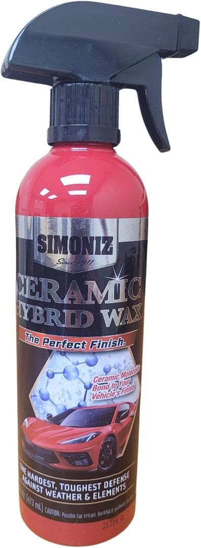 Simoniz Ceramic Hybrid Wax High-Gloss Spray Coating Hydrophobic Protection Bonds to Paint for Lasting Shine 16 fl oz