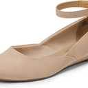 DREAM PAIRS Women's Dress Flats Ballet Low Wedge Round Toe Ankle Strap Comfortable Casual Flats Shoes (5)