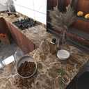 Burgeliy Peel and Stick Waterproof Wallpaper24196in Vinyl Wrap Protector Auto Modification Tint Film Dark Brown Marble Shiny Granite for Kitchen Countertops Table Desk Furniture Self Adhesive Film