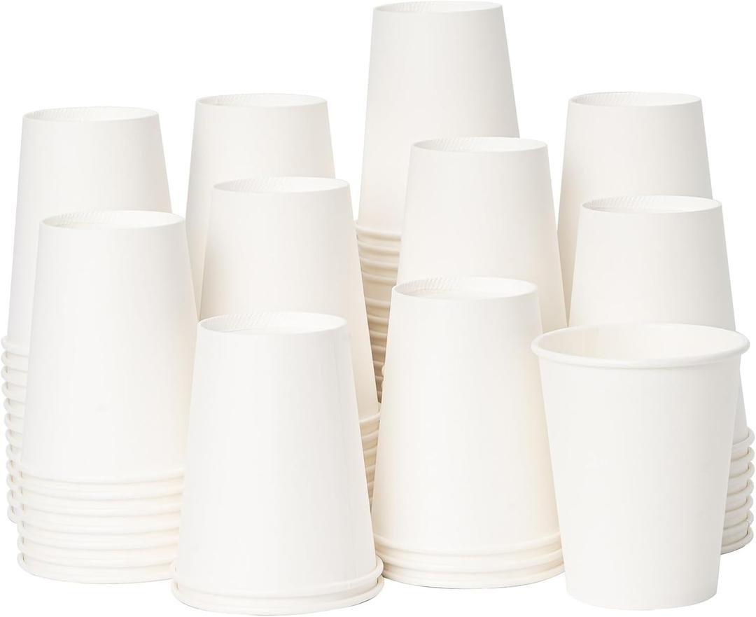 YEEHAW 8 oz Coffee Cups 500 Pack, Disposable paper cups 8 oz, White Hot Drinking Cups 