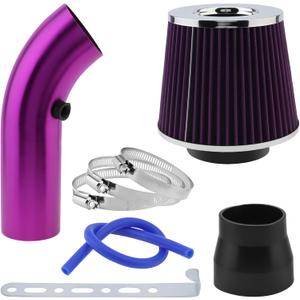 Cold Air Intake Pipe, 3" 76mm Cold Air Intake Kit Aluminum Automotive Cold Air Intake Pipe Filter Induction Flow Hose Pipe Kit