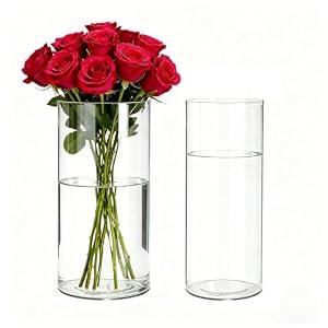 Guluto 2 Pack Acrylic Cylinder Vases, Non-breakable Vase for Centerpieces, 12 inch Tall Clear Flower Vase Bulk Floating Candle Holder for Wedding Table Home Decor and Party
