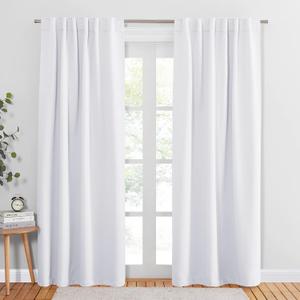 PONY DANCE Curtains 95 Inch Length - Blackout Curtains Thermal Insulated Drapes Back Tab/Rod Pocket Light Blocking Living Room Drapes Long, 52 Inches Wide, 2 Panels, Pure White (52"W x 95"L (Pack of 2))