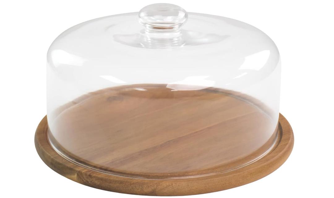 10.2''Glass Dessert Dome with Base, 11.8"Decorative Cake Tray with Glass Dome Cover, Cake Fruit Display Server Tray for Kitchen, Birthday, Weddings, Appetizer Dessert & Cheese Serving Platter