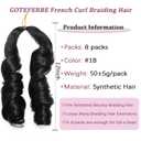 French Curl Braiding Hair 12 Inch Curly Braiding Hair 8 Packs Pre Stretched French Curl Braids Synthetic Extensions Lightweight Hair for Women Loose Wavy for Braids Natural Black