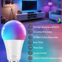 Brightever Smart A19 LED Light Bulbs, 60W Equivalent 800LM Color Changing E26 9W Bluetooth Light Bulbs with Remote Control, 16 Million DIY Colors RGBWW, Music Sync, 2-Pack
