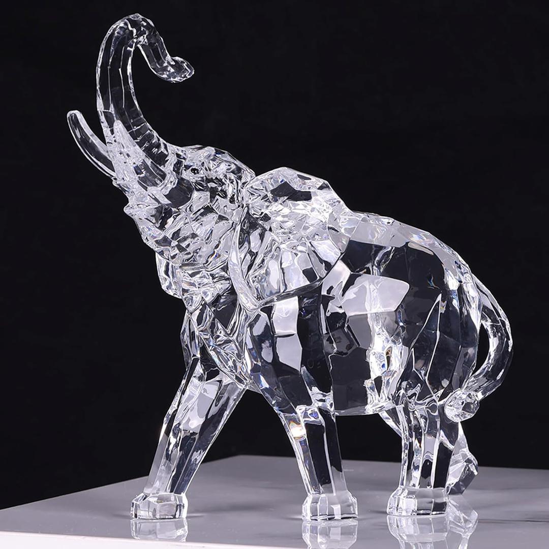 Acrylic Clear Elephant Figurines Crystal Glass Finish, High End African Statues for Home Decor, Elephant with Trunk up, Large Elephants Statue Sculpture, Lucky Gifts Office Feng Shui Elephants Acrylic Clear Elephant Figurines Crystal Glass Finish, High End African Statues for Home Decor, Elephant with Trunk up, Large Elephants Statue Sculpture, Lucky Gifts Office Feng Shui Elephants