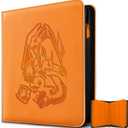 9 Pocket Card Binder, 540 Cards Trading Cards Games Collection Holder Book Folder with Customizable Label Slot and Side-Loading Sleeves (Orange), Medium