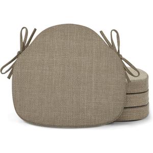 Shinnwa Dining Chair Cushions Set of 4, High-Resilience Foam Windsor Seat Pads, Kitchen Chair Cushions with Ties & Textured Cover, 4 Pack, 16.5 x 15.5 x 2, Light Brown