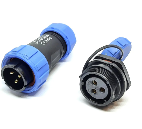 Power Connectors,Panel Mount 21mm Waterproof IP67 Circular Connectors,Electrical Wire Cable Connectors,(3Pin, Plug Male & Socket Female)