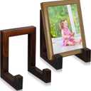 Soaoo 2 Pcs Wooden Plate Stand for Display Picture Stands Frame Holder Easel 8 Inch Table Top Easels Decorative Plaque Stand Home Decor for Display Picture, Plate, Book, Art, Photo(Brown)