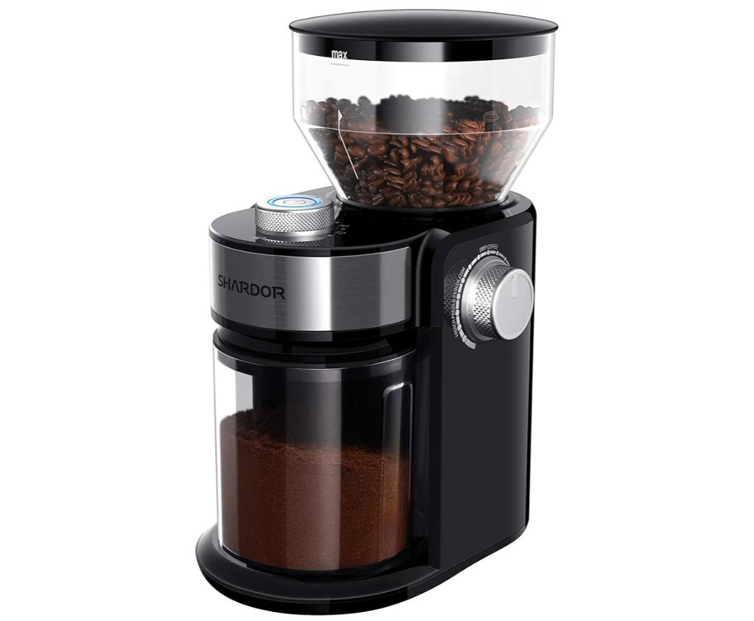 SHARDOR Electric Burr Coffee Grinder for Home Use, Coffee Bean Grinder for 32 Grind Settings, 40Second Adjustable Timer, OneTouch Start & Cleaning Button, Black