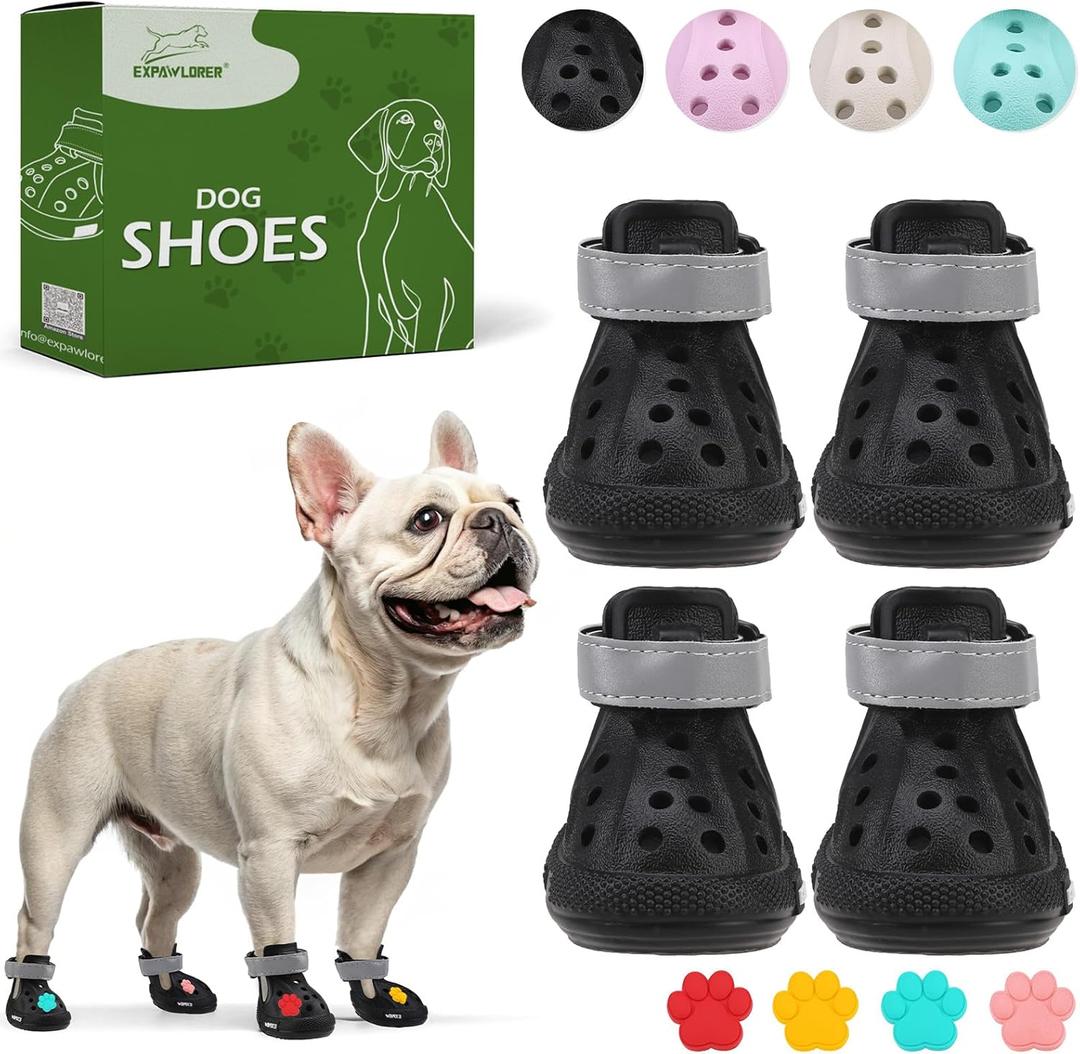 Dog Shoes for Hot Pavement - Non-Slip Summer Dog Booties for Small Medium Large Dogs, Reflective Pet Boots & Paw Protectors, Easy ON & Off, Waterproof and Easy-Clean for Beach Outdoor (Black, M) (Size 5/M (Paw Width:1.77"-1.96"))