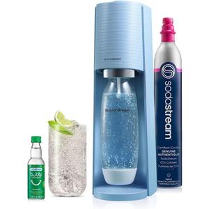 SodaStream Terra Sparkling Water Maker (Misty Blue) with CO2, DWS Bottle and Bubly Drop (Starter Kit)