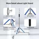 Heavy Duty Light Stand with Caster - 10.5ft/320cm Adjustable Light Stand with Stainless Steel, High Stability and Mobility Light Stand Photography for Strobe Light, Softbox, Reflector