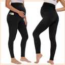 Happy.angel Maternity Leggings with Pockets Over the Belly - Soft Stretchy Yoga Pants for Pregnancy Workouts & Office