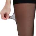 2 Pairs Open Crotch Sheer Tights for Women - 20D Control Top Soft Crotchless Pantyhose with Reinforced Toes (Beige, L)