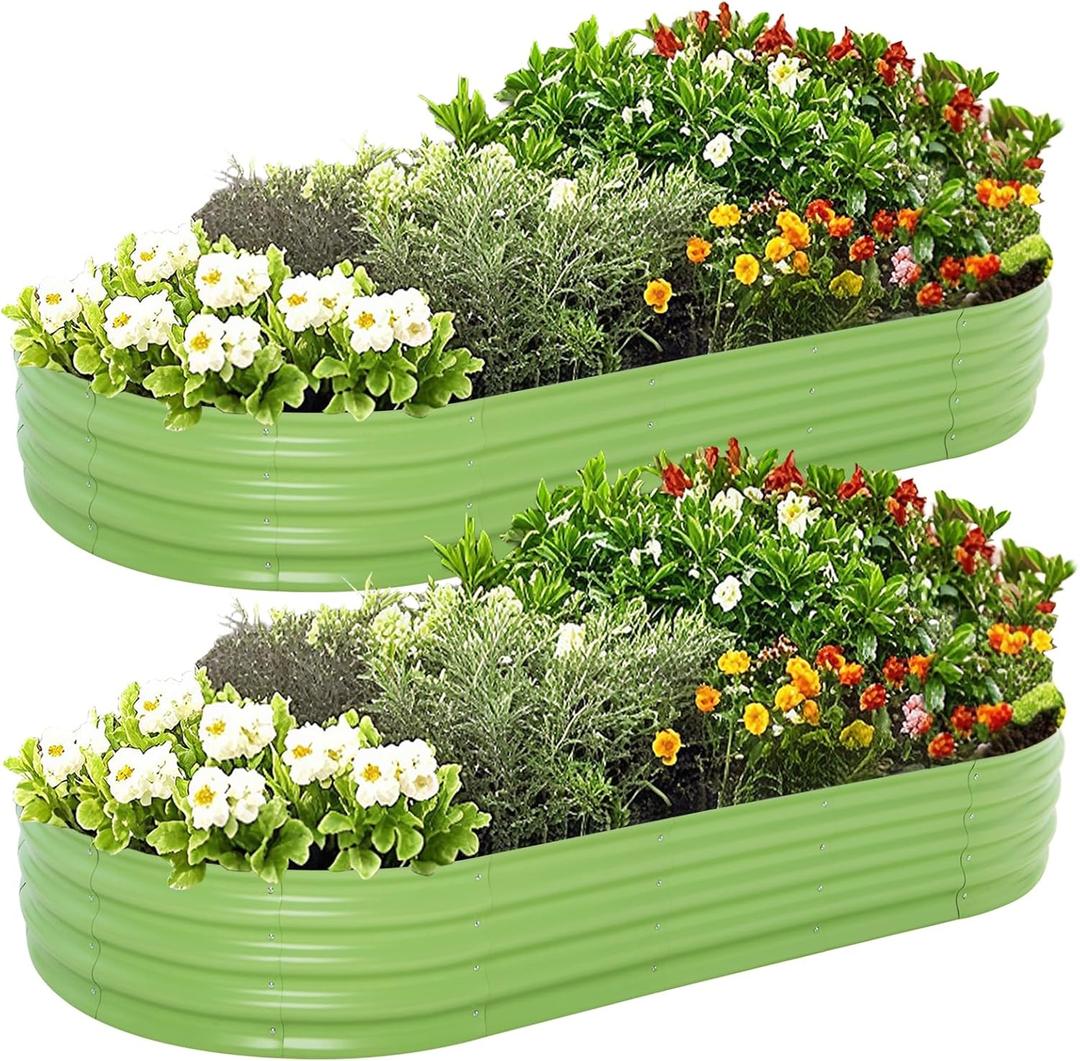 Galvanized Raised Garden Bed, 841FT Thickening Planter Boxes Outdoor, Raised Beds for Gardening, Easy Assembly Large Garden Bed for Vegetables, Fruits, Flowers (Green, 2-Pack)